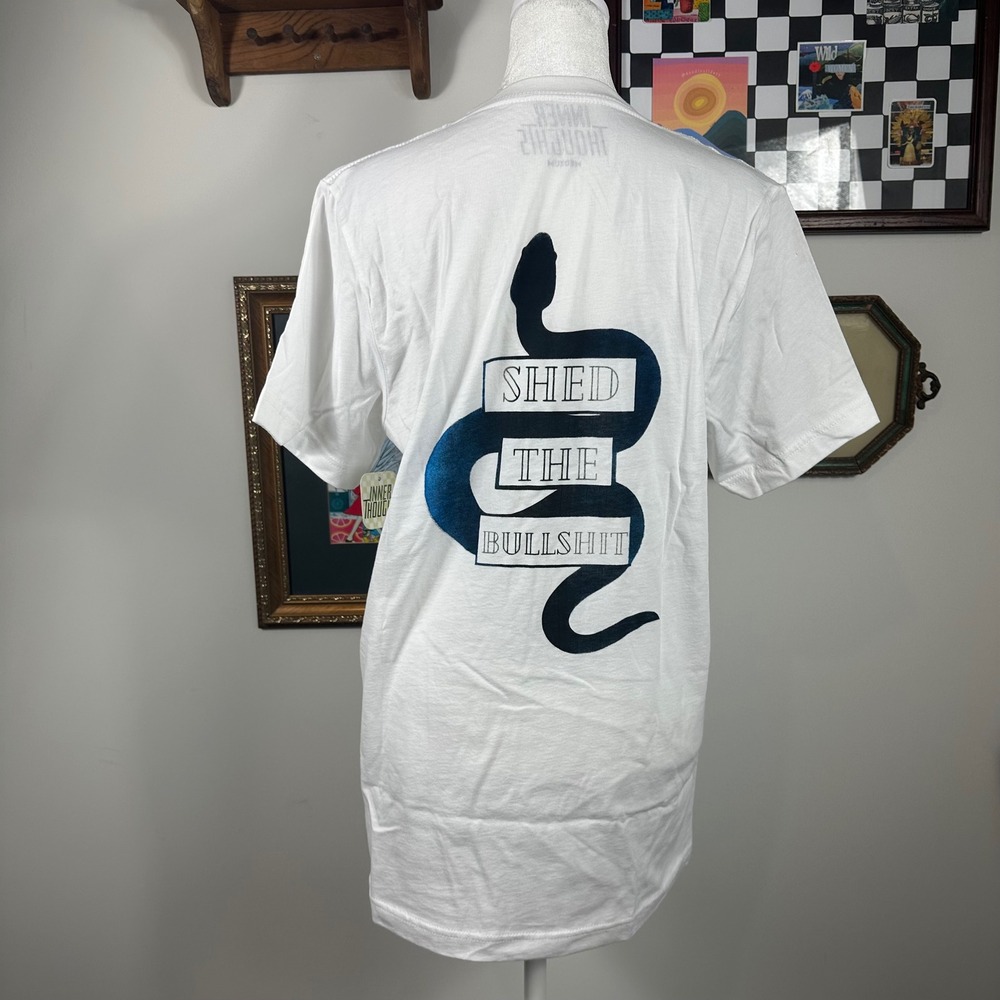 Inner‎ Thoughts Shed the BS Snake Tee with Blue Fade Detail - SIZE M - Picture 3 of 5